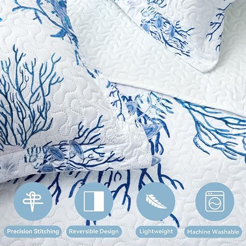 Weesire Coastal King Quilt Set with 2 Shams