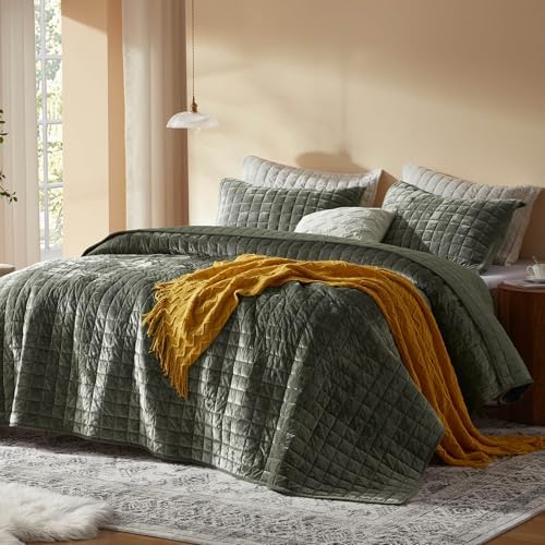 LEAONME Velvet Quilt King Size 98x106 Set