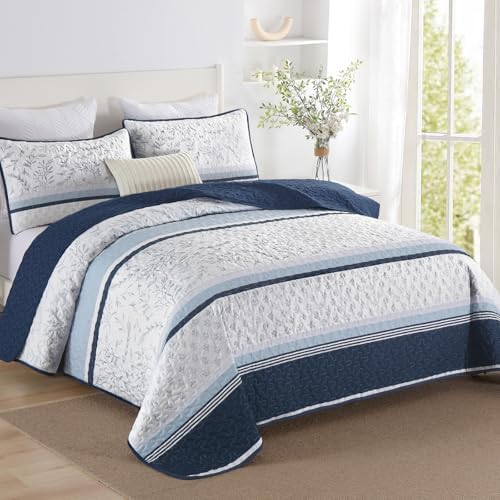 DJY Striped Quilt Set King Size 3 Piece