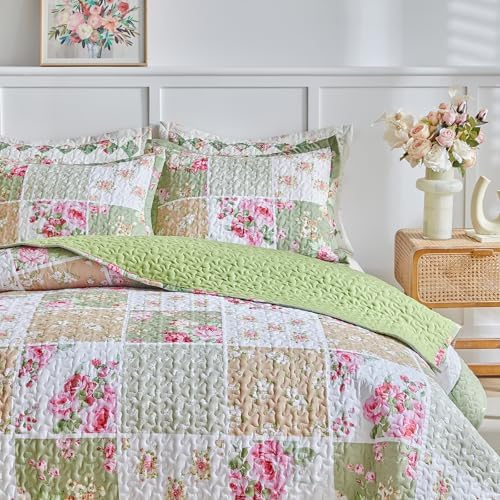 UOZZI Patchwork Quilt Set 3PC Queen Size Reversible