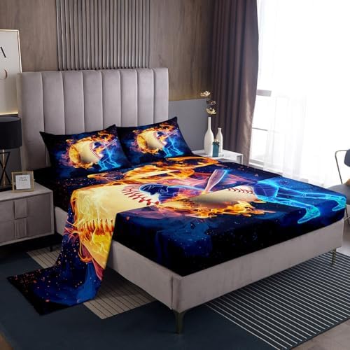 Erosebridal Baseball Bed Sheet Set for Girls
