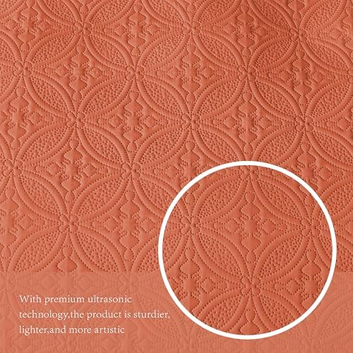 WURUIBO Quilt Set - Burnt Orange Microfiber
