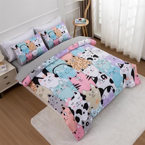 A Nice Night - Kids Boys Cartoon Cats Bedding Set 5Pcs