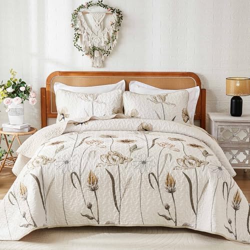 WONGS BEDDING Floral King Quilt Set 3 Piece