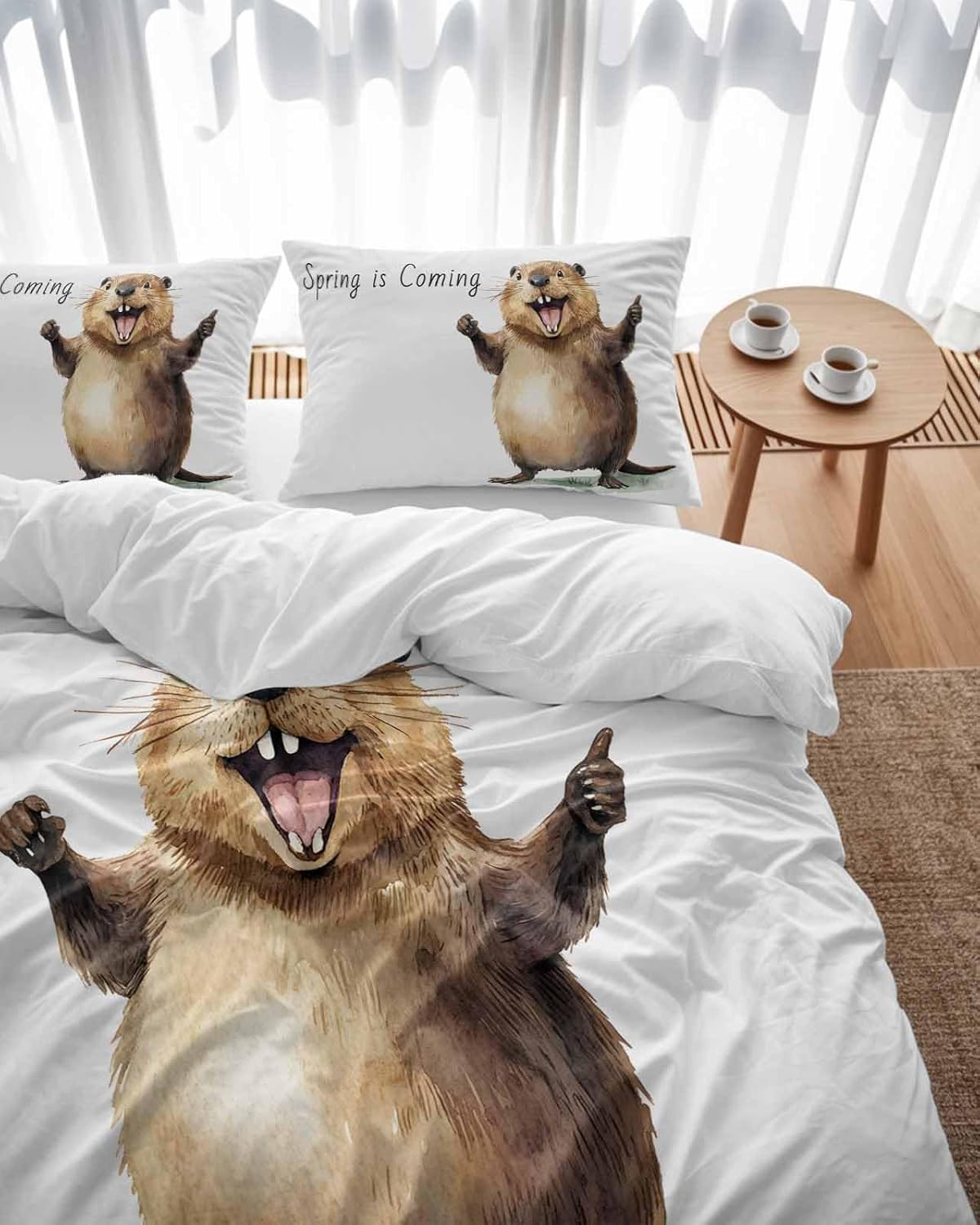 ZOE GARDEN Happy Groundhog Day Duvet Cover Set