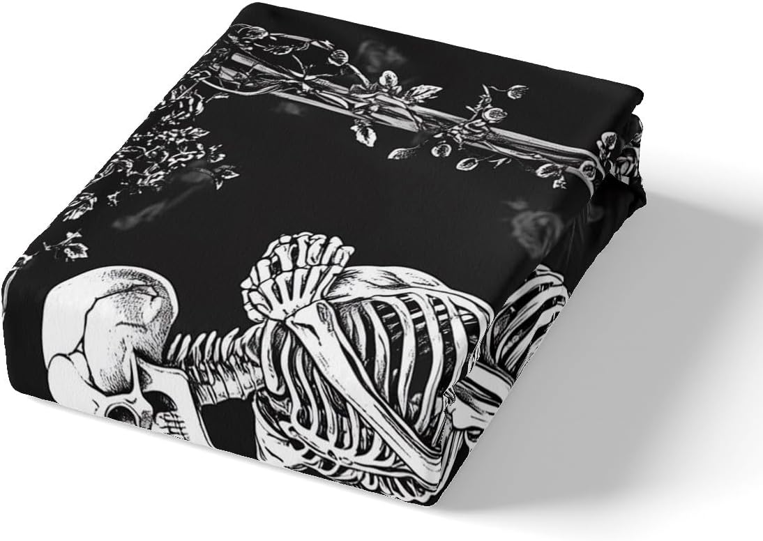 Skeleton Couple Kids Fitted Sheet Set Twin Size 1