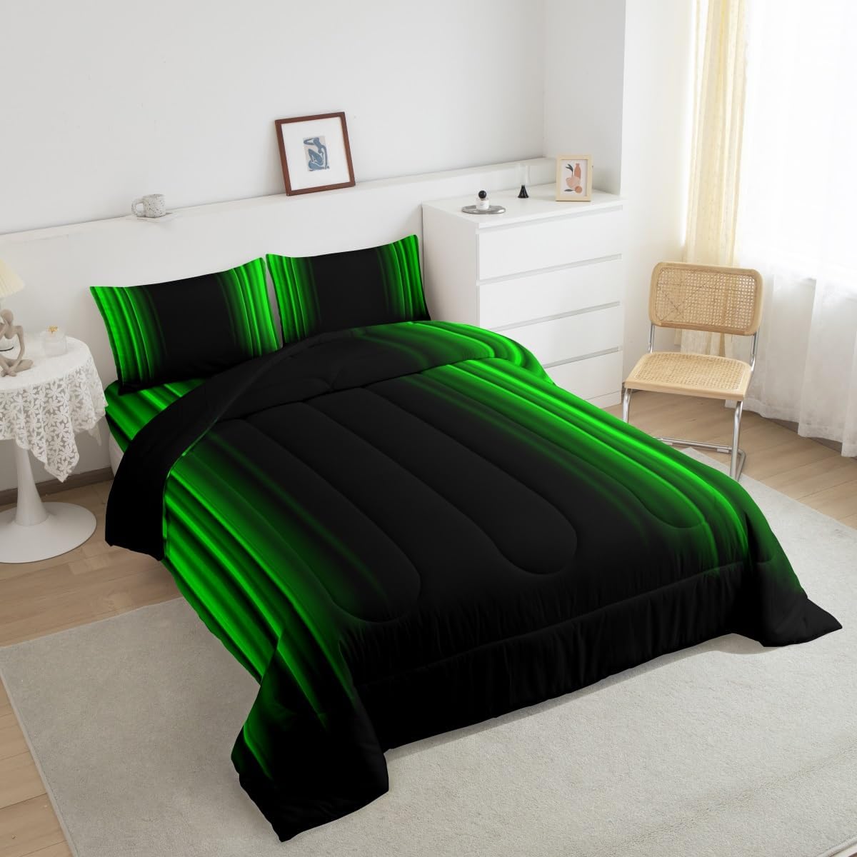 Feelyou 3Pcs King Size Comforter Set Modern Design