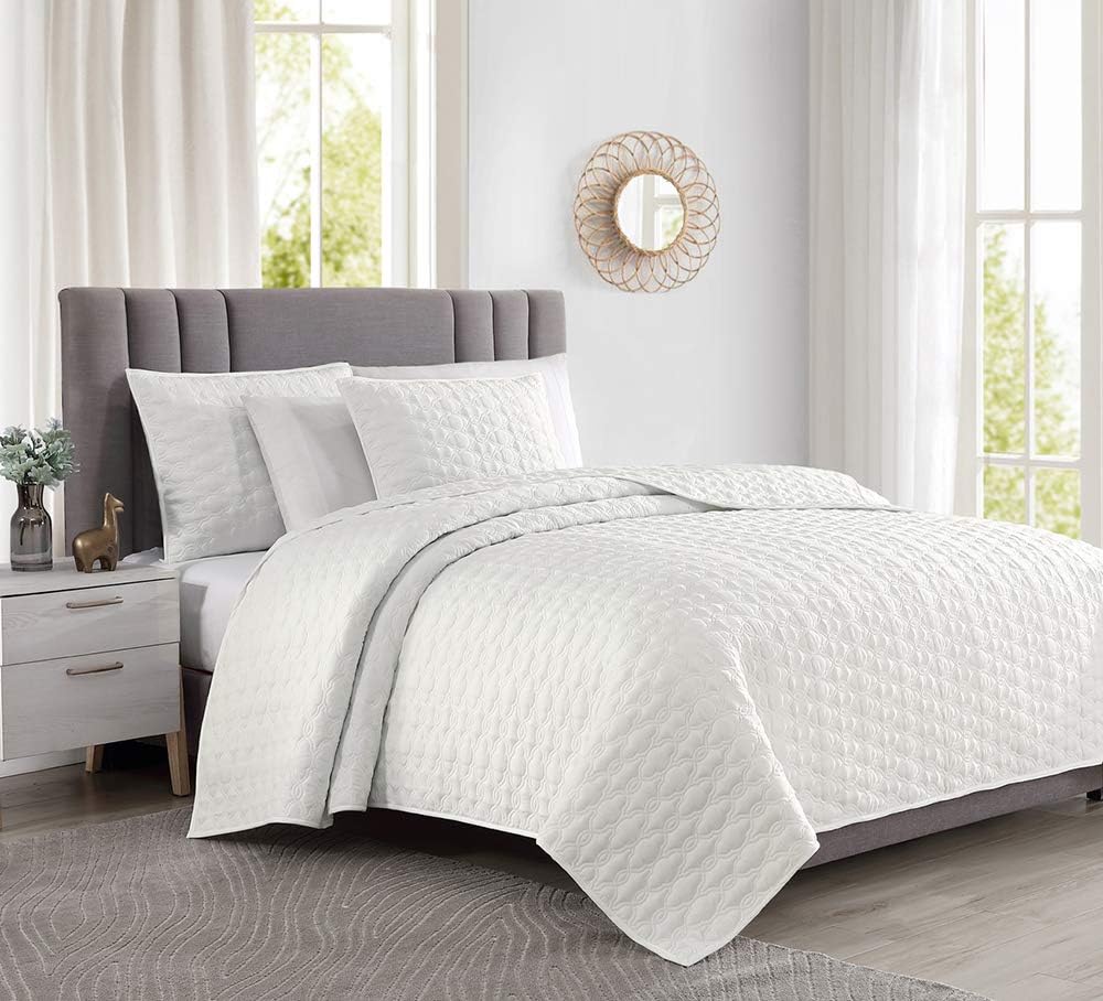 BOURINA 3-Piece Quilt Set White King Size