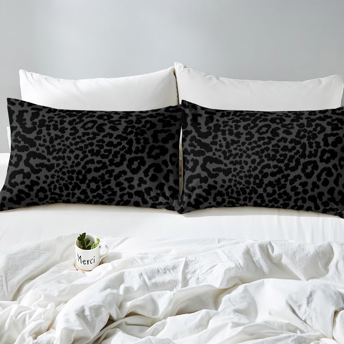 Manfei Leopard Print King Size Bed Sheet Set 4pcs