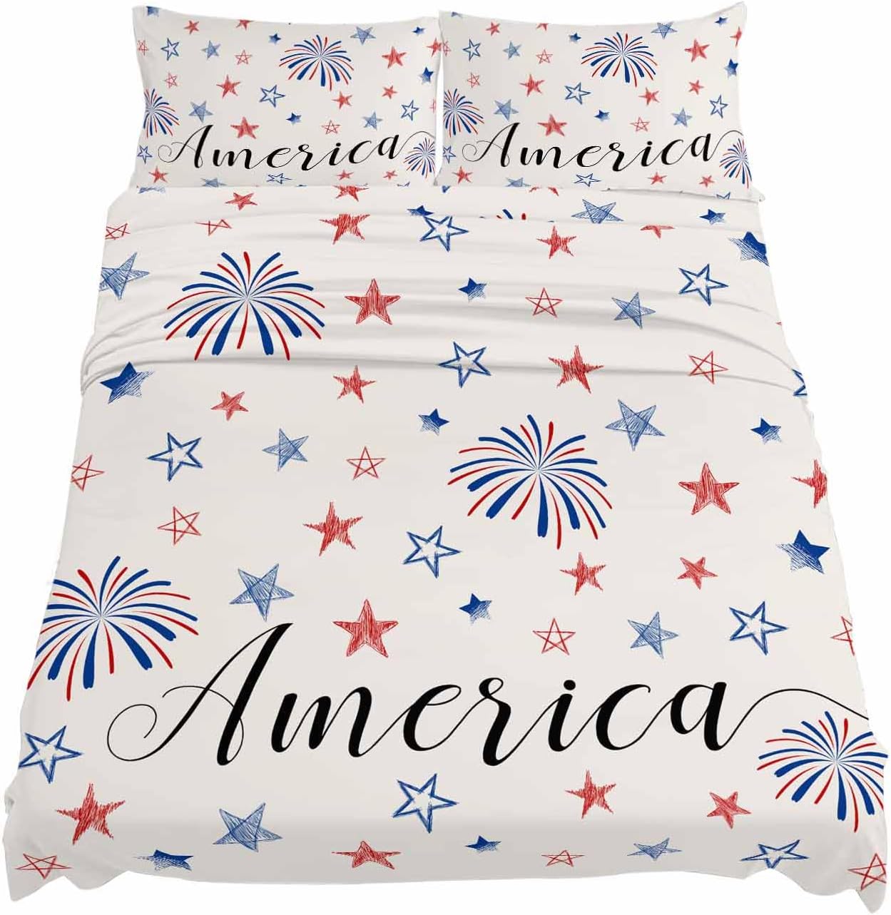 Boanket 4th of July Fireworks Full Sheet Set 4 Piece