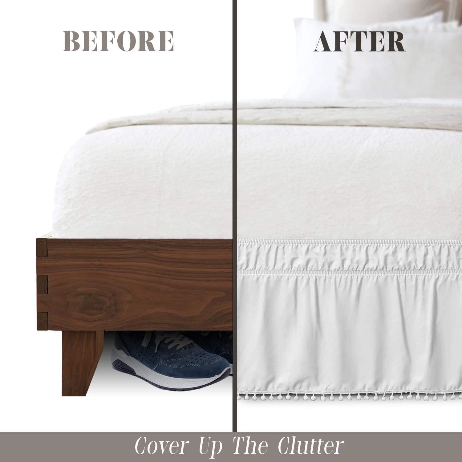 Elegant Comfort Pom-Pom Bed Skirt 16inch Drop Queen King
