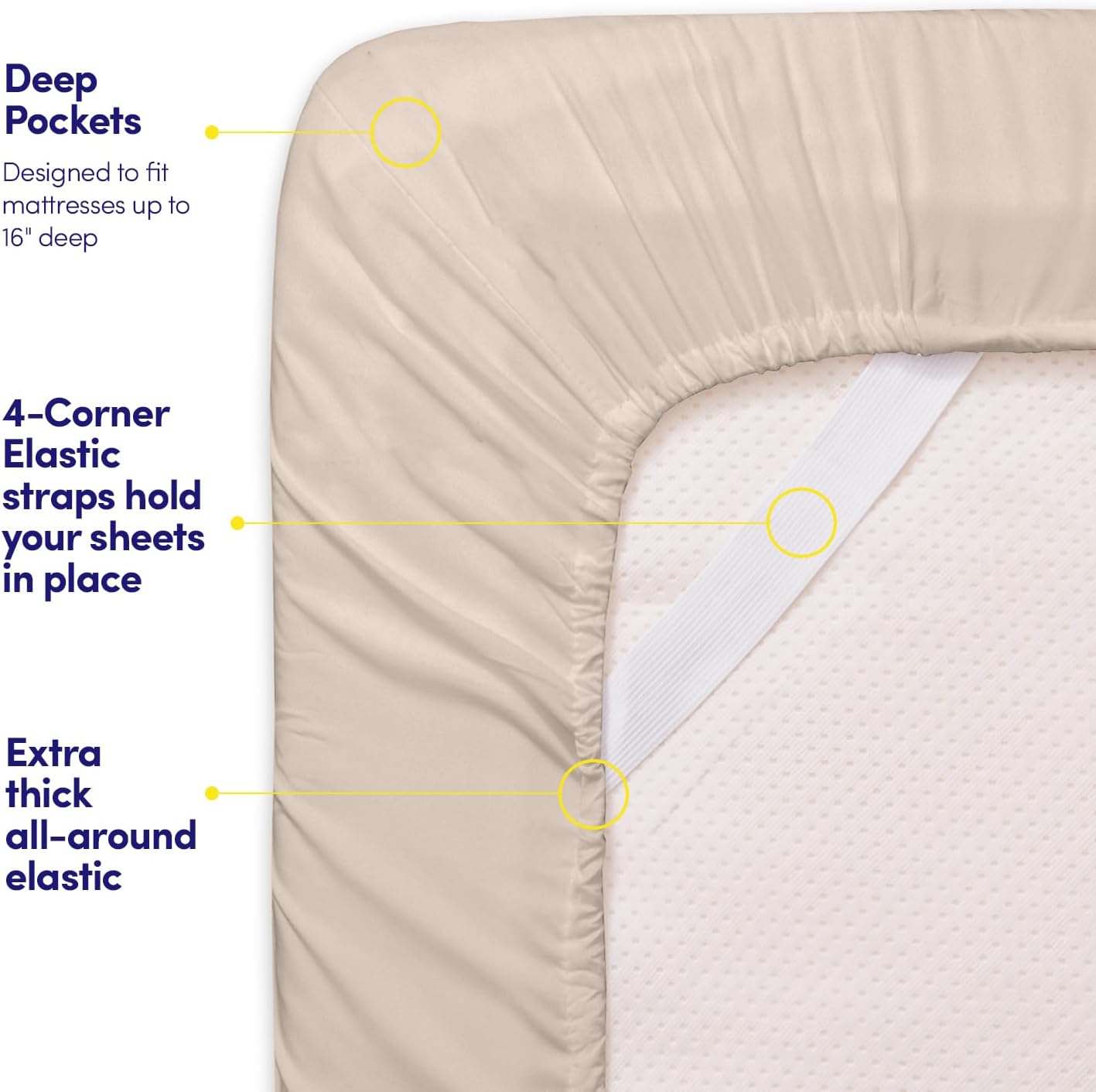 Sweet Home 1500 Supreme California King Sheet Set Beige Cream
