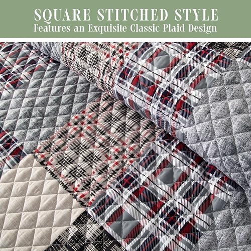 Elegant Comfort 3-Piece Plaid Reversible Quilt Set - King Brown