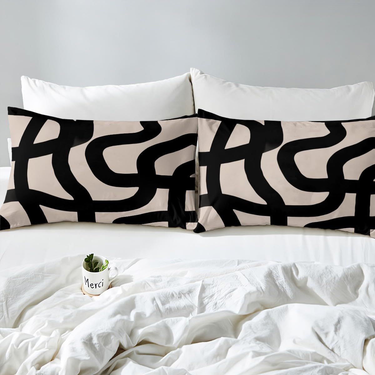 Jejeloiu Modern Geometric Bed Sheet Set King Size