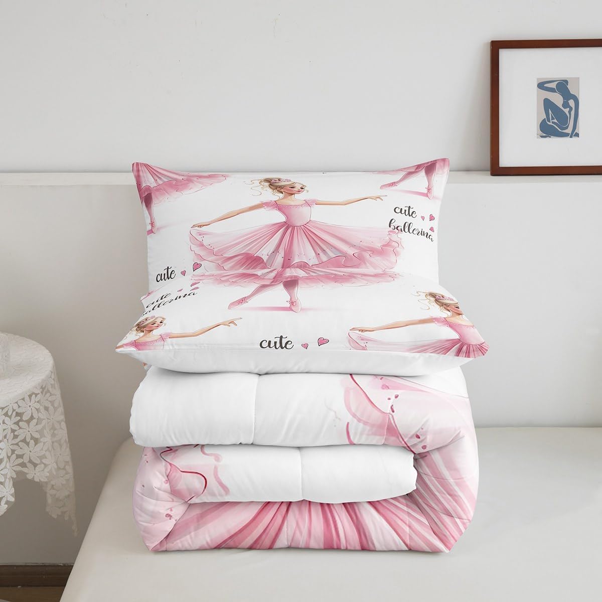 Erosebridal Cute Kawaii Princess Comforter Set 3 Piece