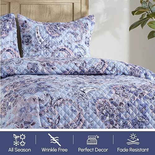 Elegant Comfort 3-Piece Reversible Floral Paisley Bedspread Set
