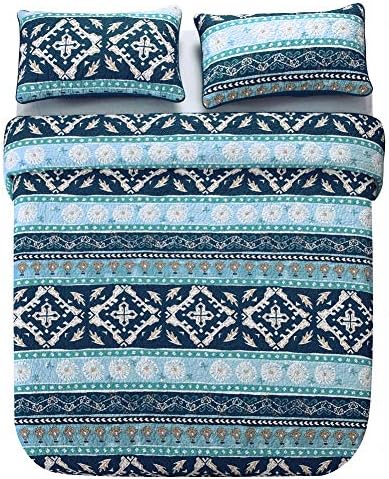 NEWLAKE Reversible Patchwork Quilt Set Boho Chic Queen Size