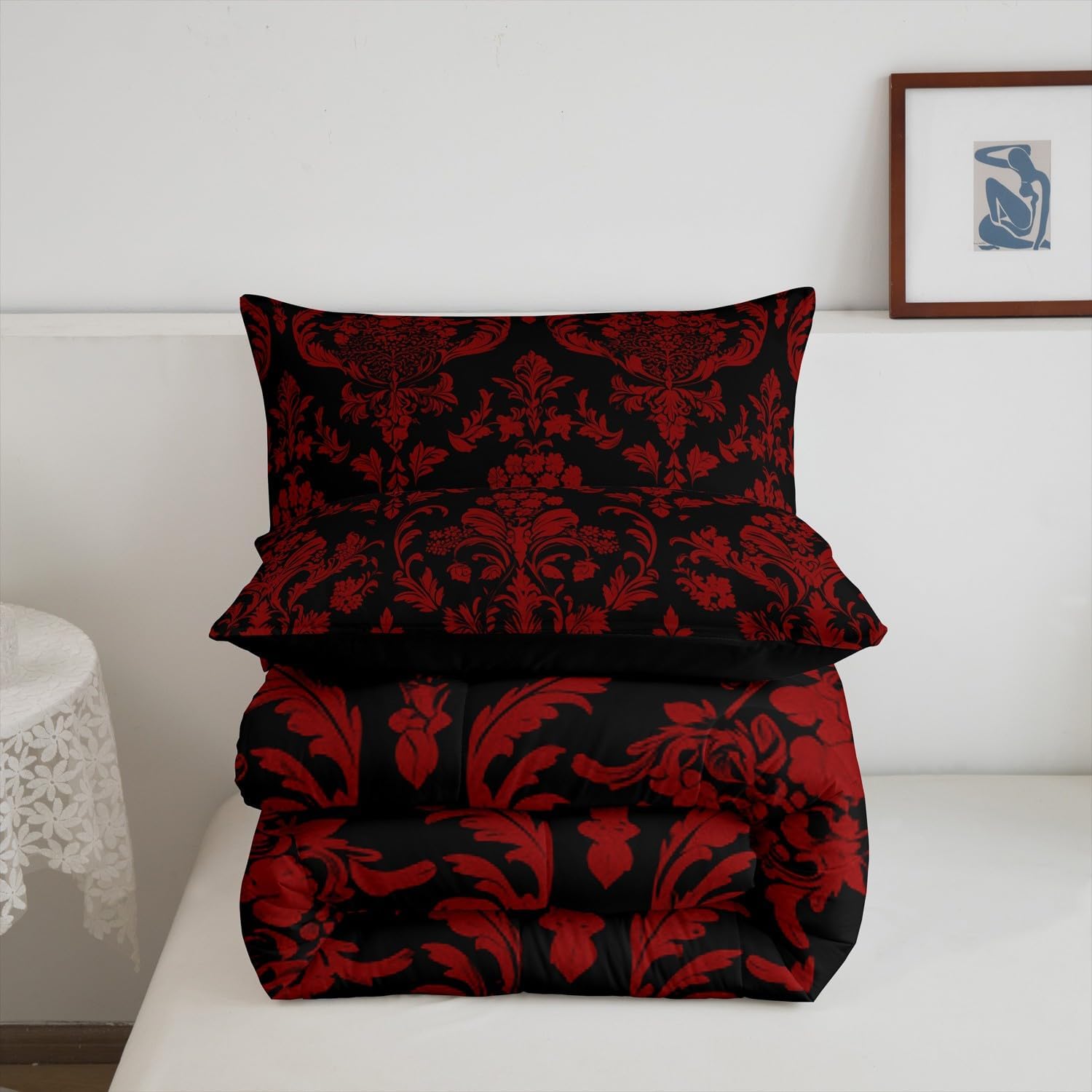 Feelyou King Size Damask Floral Comforter Set
