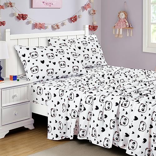 Chezmoi Collection 4-Piece Panda Love Sheet Set - Queen Size