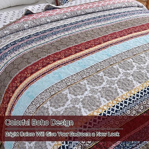 WONGS BEDDING Boho Queen Quilt Set 3 Piece