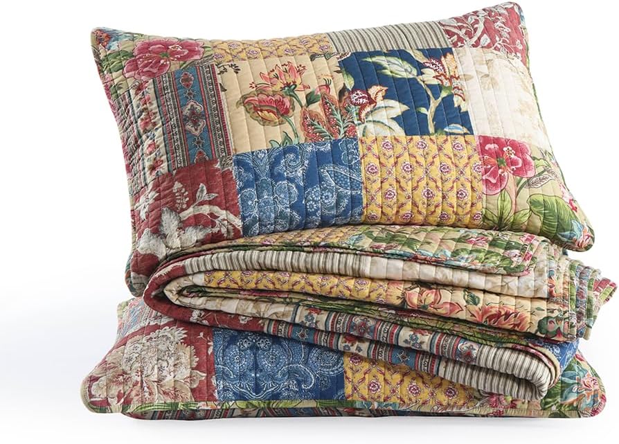 VISIMISI Cotton Patchwork Quilt Set 3 Pieces Reversible King Size