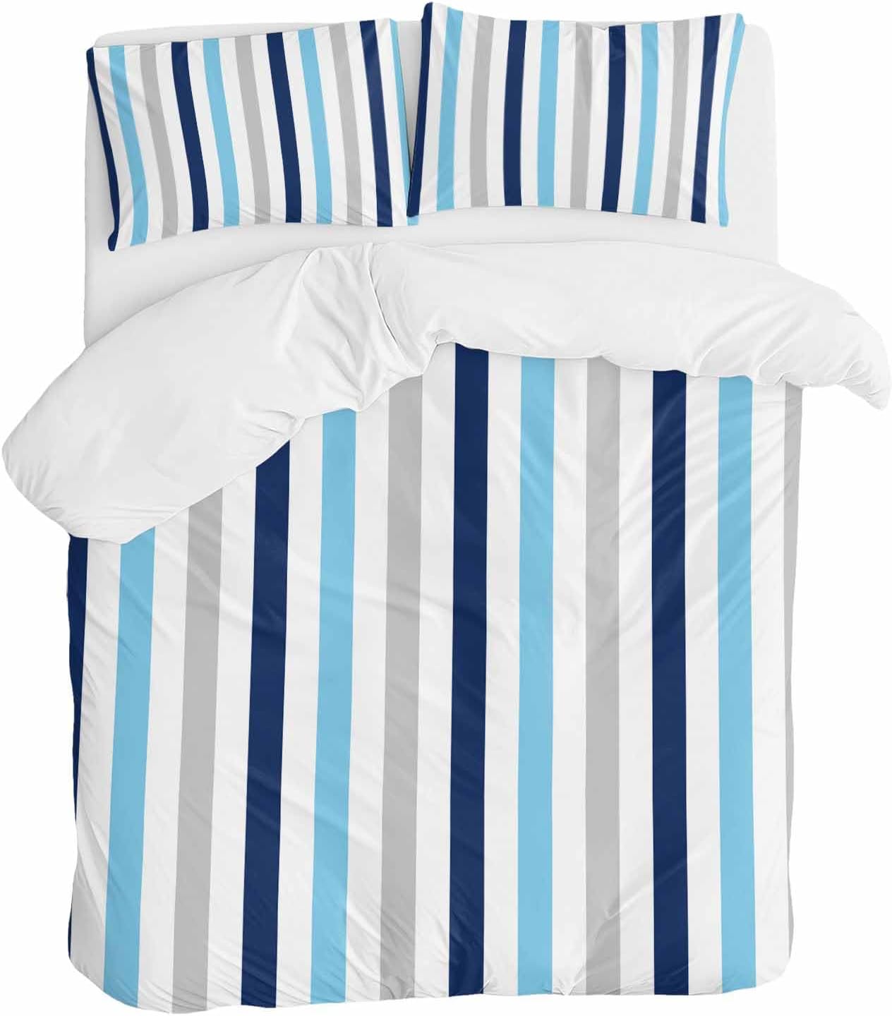 ZOE GARDEN Navy Blue Stripe Queen Duvet Cover Set 3 pcs