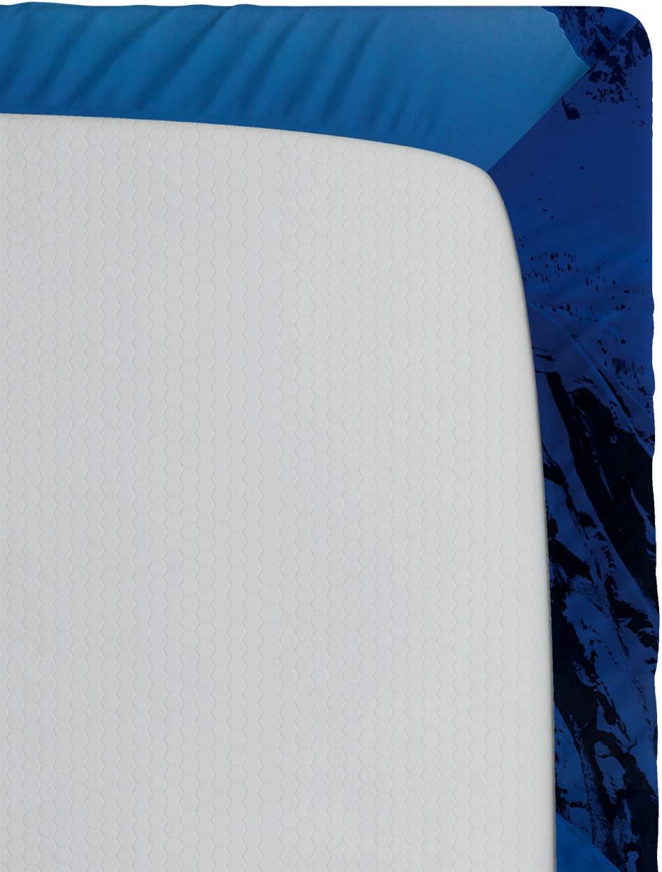 Lunarable Microfiber Sheet Set Blue Orange Print Twin XL Size