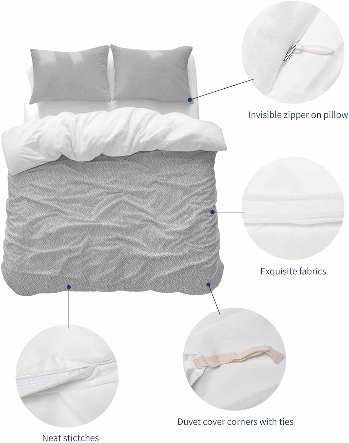 ZOE GARDEN Grey Duvet Cover Set 3 Piece