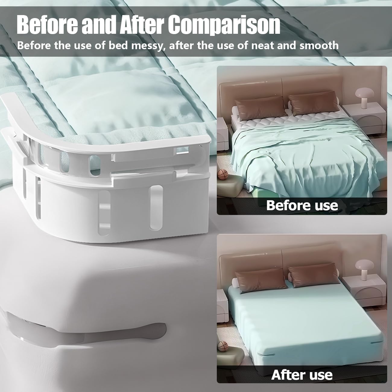 Bed Sheet Holder Strips - Secure Fit for All Mattress Sizes 4-Pack White