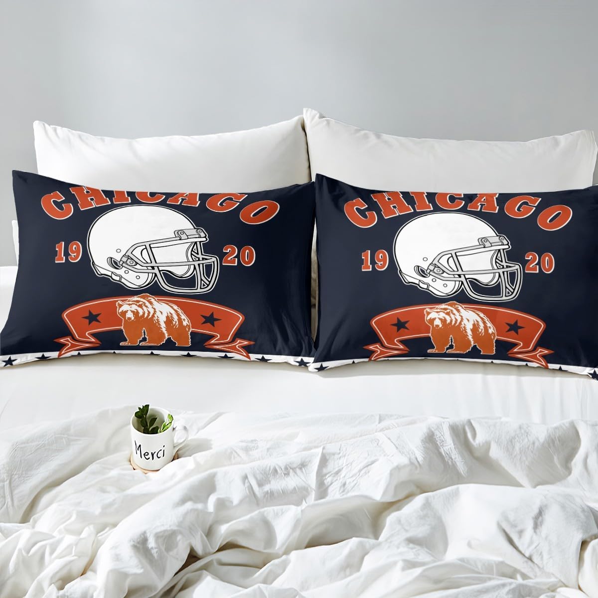 Erosebridal Kids Football King Sheet Set with Bear Pattern