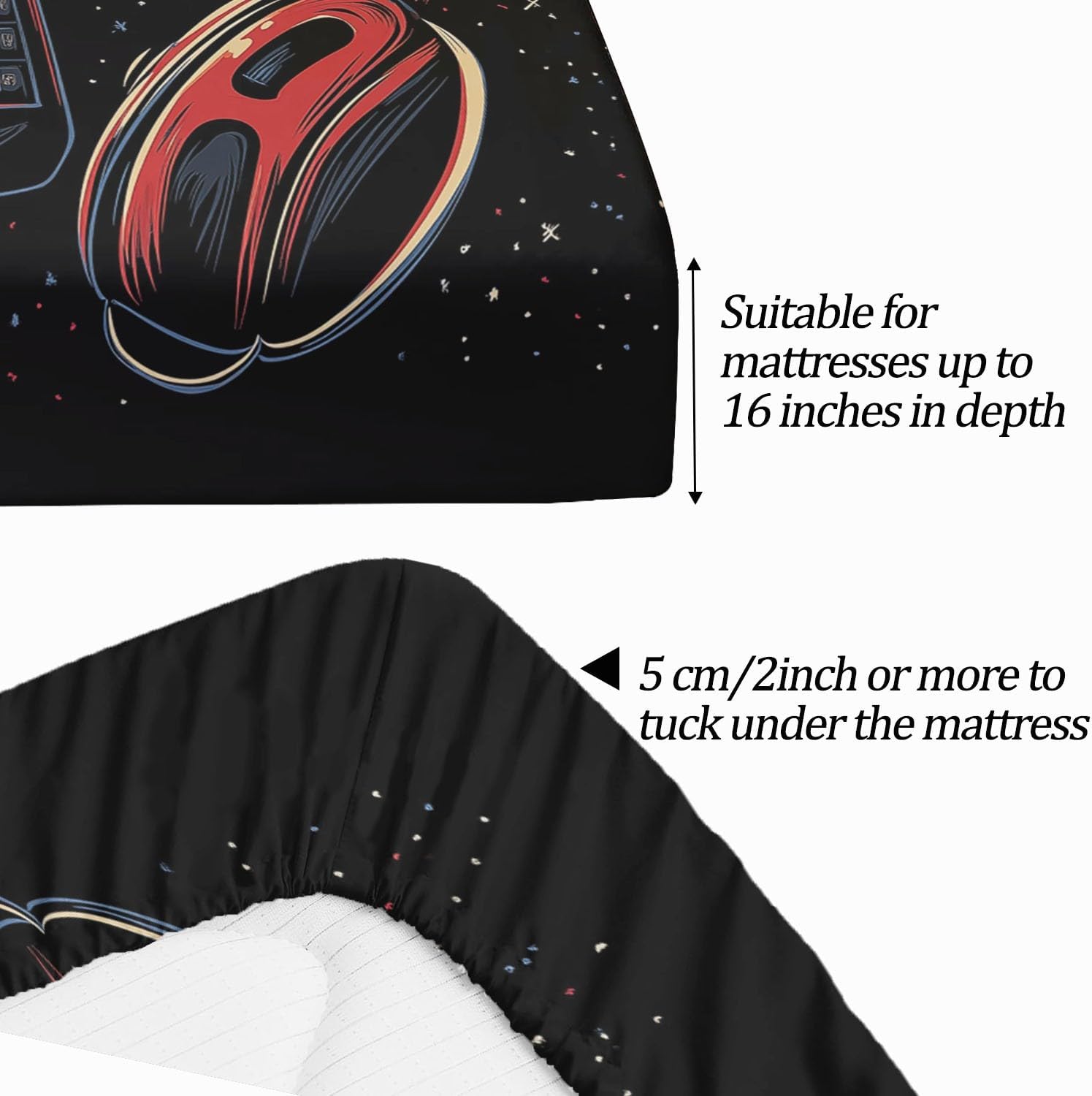 Twin XL Sheet Set 3 Pcs Gaming Print Microfiber