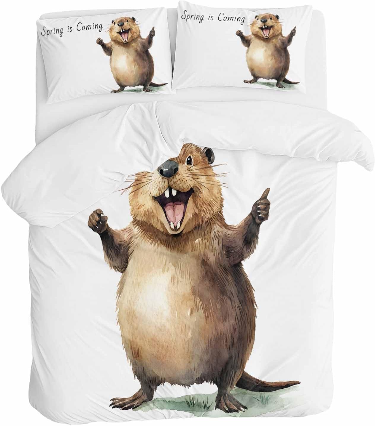 ZOE GARDEN Happy Groundhog Day Duvet Cover Set