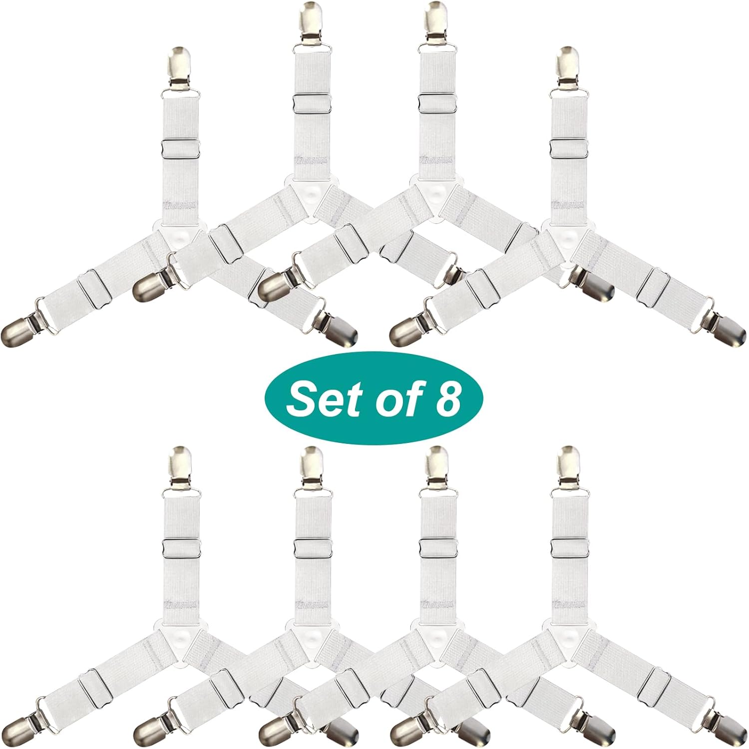Heavy Duty Bed Sheet Holder Straps with Adjustable Clamps