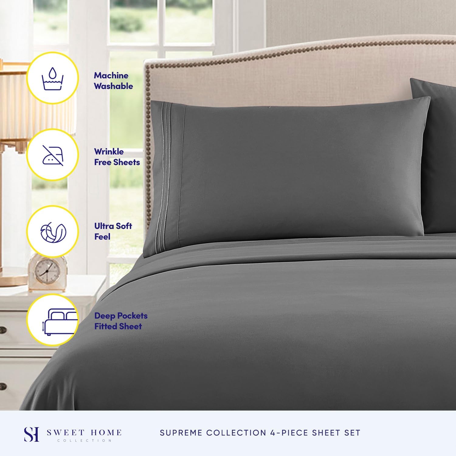 Sweet Home Collection Twin Sheet Set - Breathable Extra Soft Deep Pocket