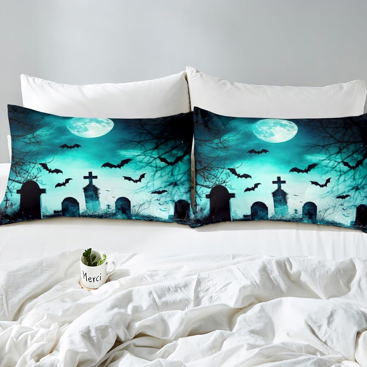 Feelyou Galaxy Moon Bed Sheet Set Queen Size