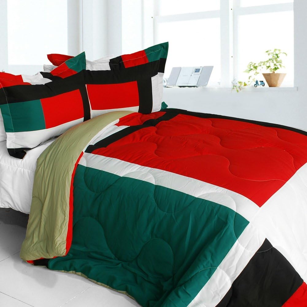 Onitiva Classic Match Quilted Patchwork Comforter Set Twin Size