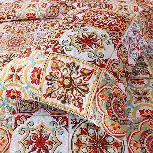 HoneiLife Bedspread Quilt Set King - 3 Piece Moroccan Pattern