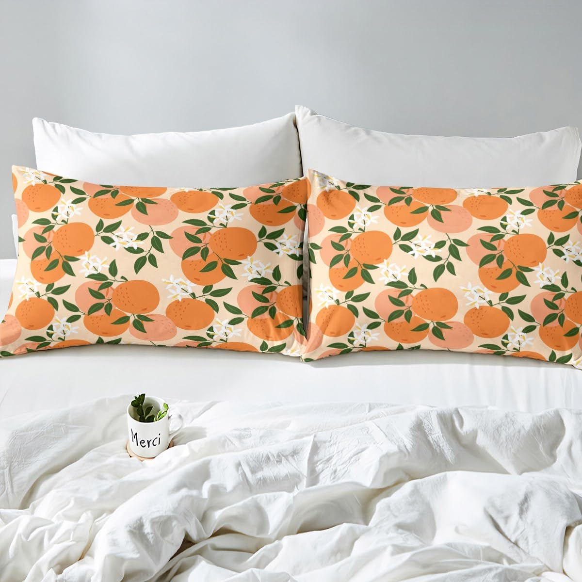 Feelyou Cartoon Orange Bedding Set for Kids 4pcs