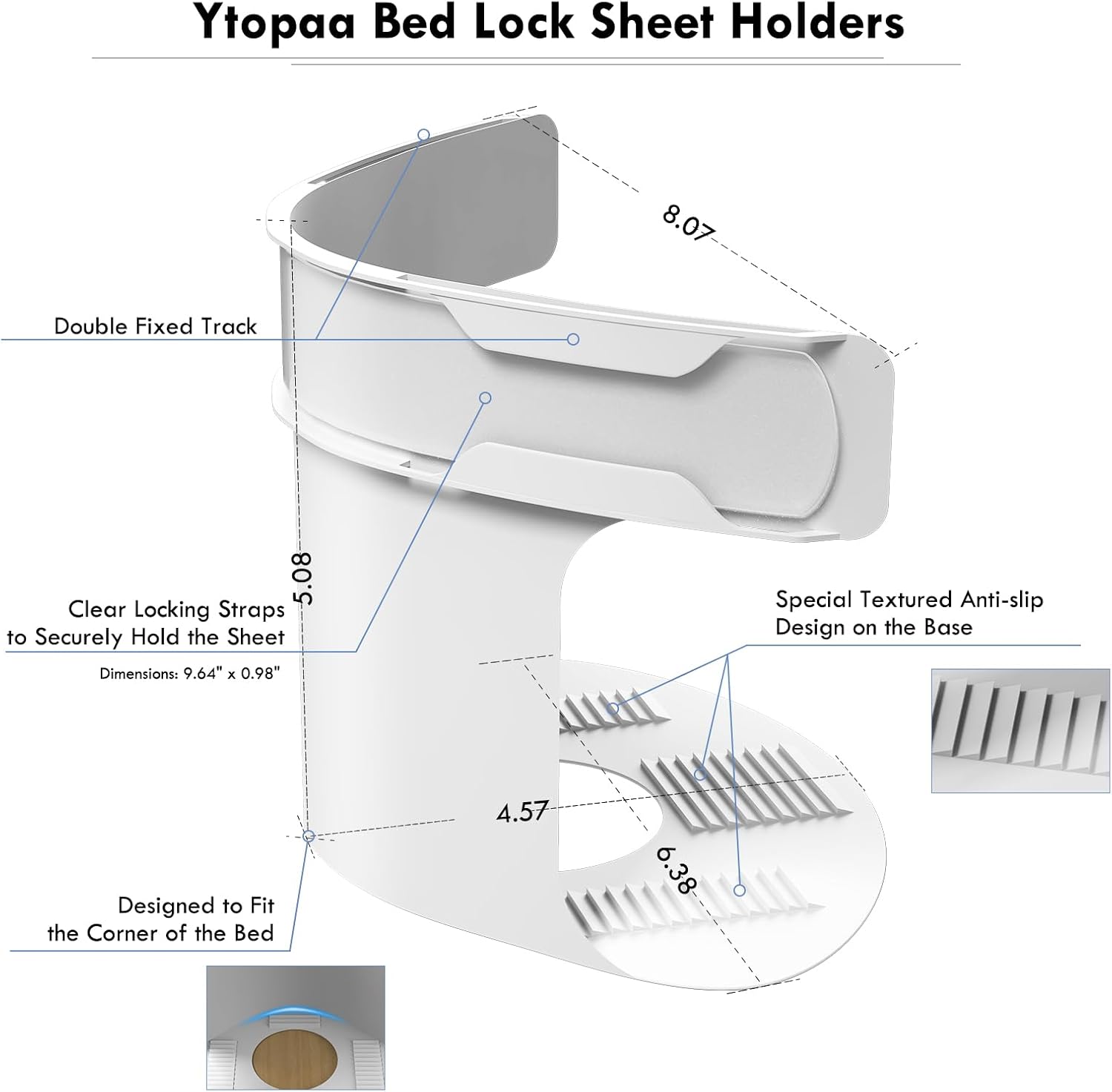 Ytopaa 4-Pack Sheet Locks with Holder Straps
