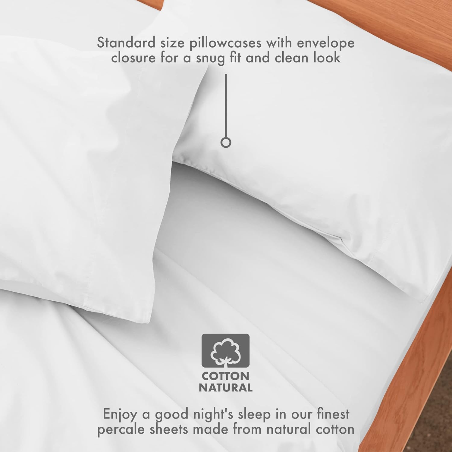 Five Looms 4 Piece Percale Cotton Sheet Set Full Size White