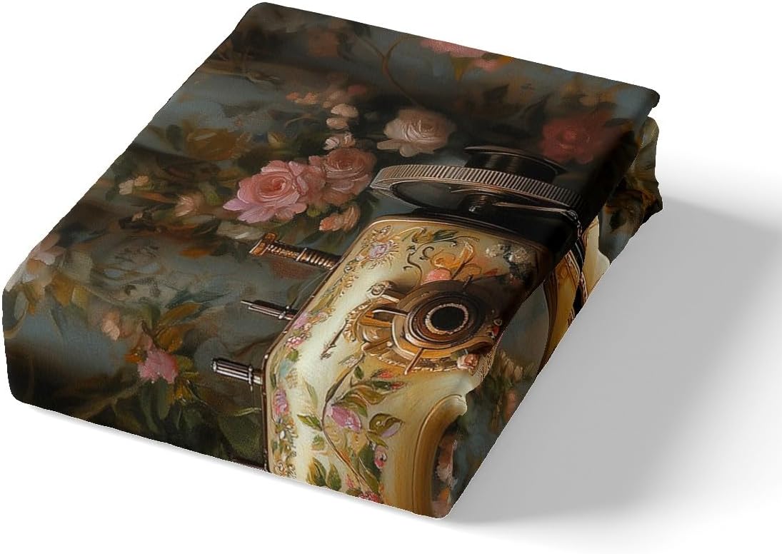 Manfei Retro Roses Fitted Sheet Set Twin Size