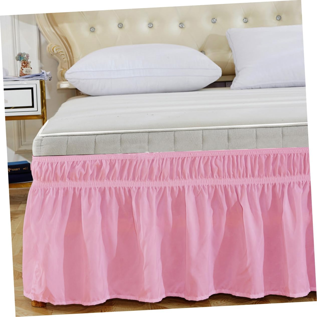 Garneck Full Size Pink Bed Skirt with Ruffle