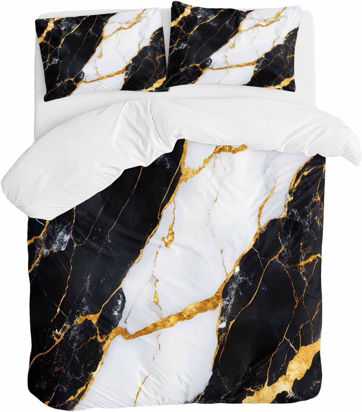 ZOE GARDEN Black Marble Duvet Cover Set 3 Pieces
