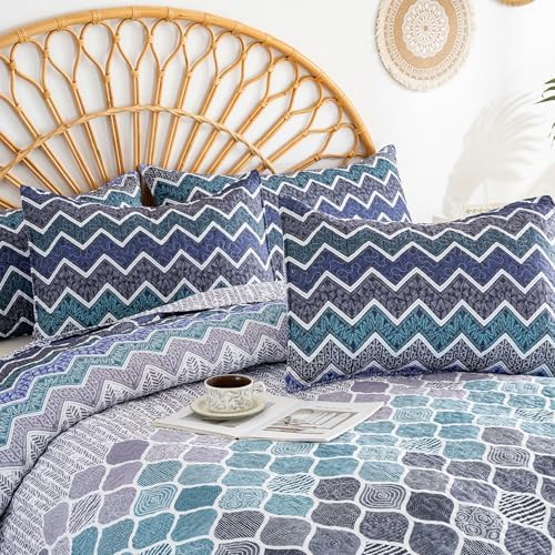 LIRISDOM Bohemian Quilt Set Queen 3 Piece Paisley Bedspread Set