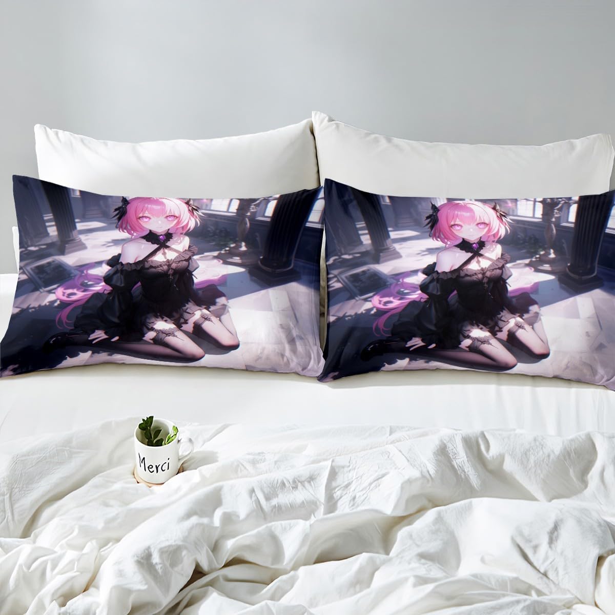 Manfei Kawaii Princess Duvet Cover Set Twin Size 2Pcs