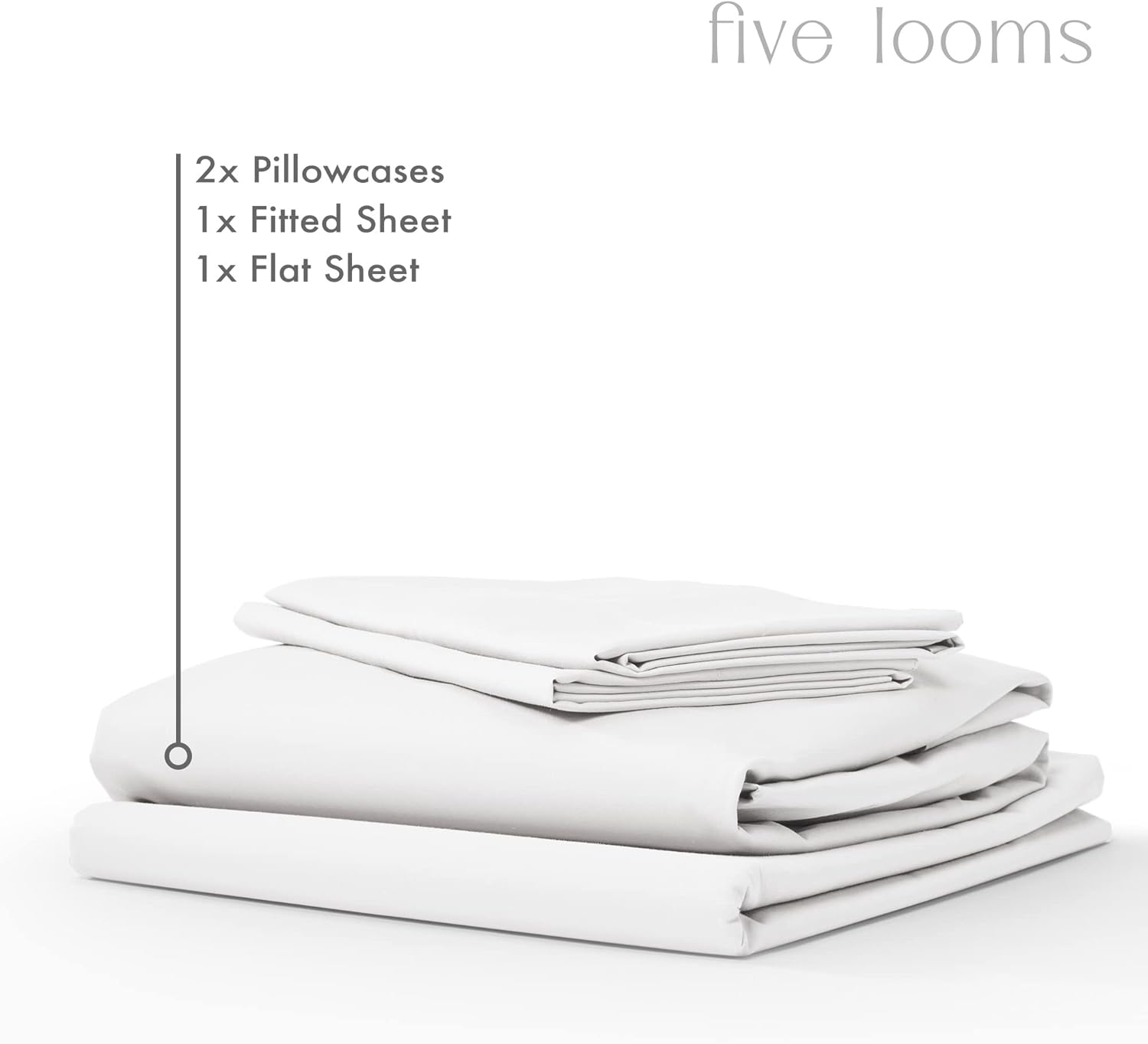 Five Looms 4 Piece Percale Cotton Sheet Set Full Size White