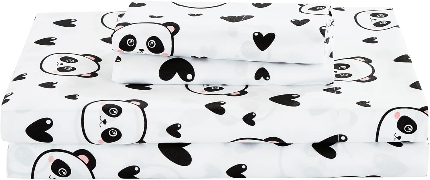 Chezmoi Collection 4-Piece Panda Love Sheet Set - Queen Size