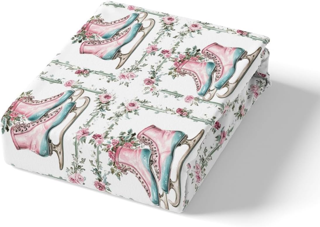 Manfei Ice Skates Fitted Sheet Set Twin Size 1