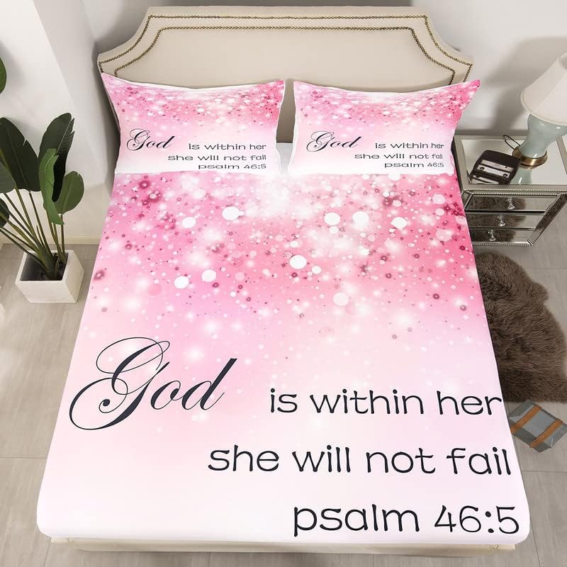 Feelyou Blessed Words Sheet Set Pink Microfiber