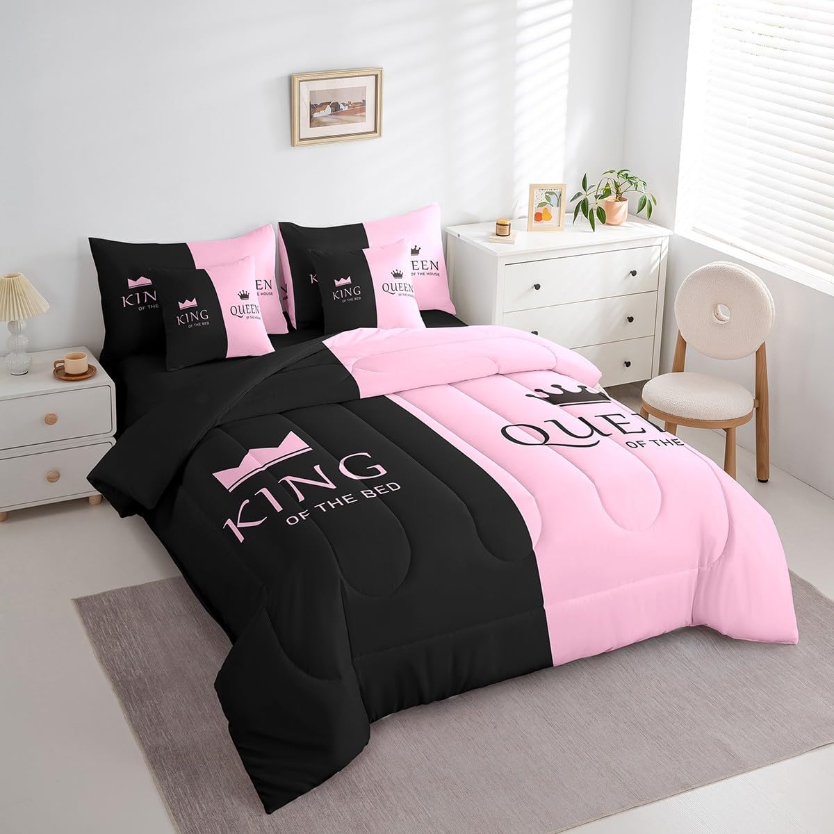 Feelyou King Size Comforter Set with Pillowcases and Cushion Covers